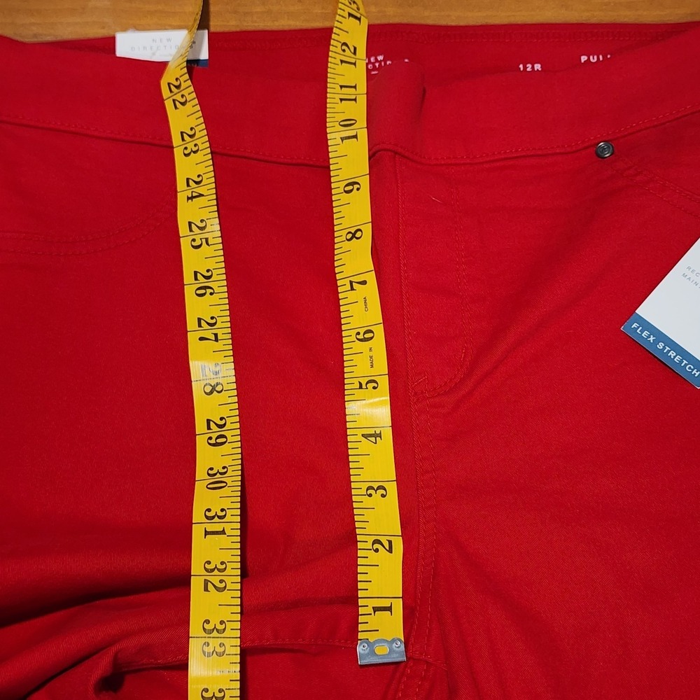 New Directions Pull-On Skinny Pants Womens 12 Cherry Red Flex Stretch Casual NEW - Picture 8 of 8